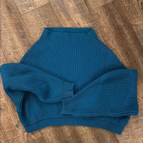 Free People Emma Mock Neck Cable Knit Sweater in Jewel tone - Picture 3 of 15